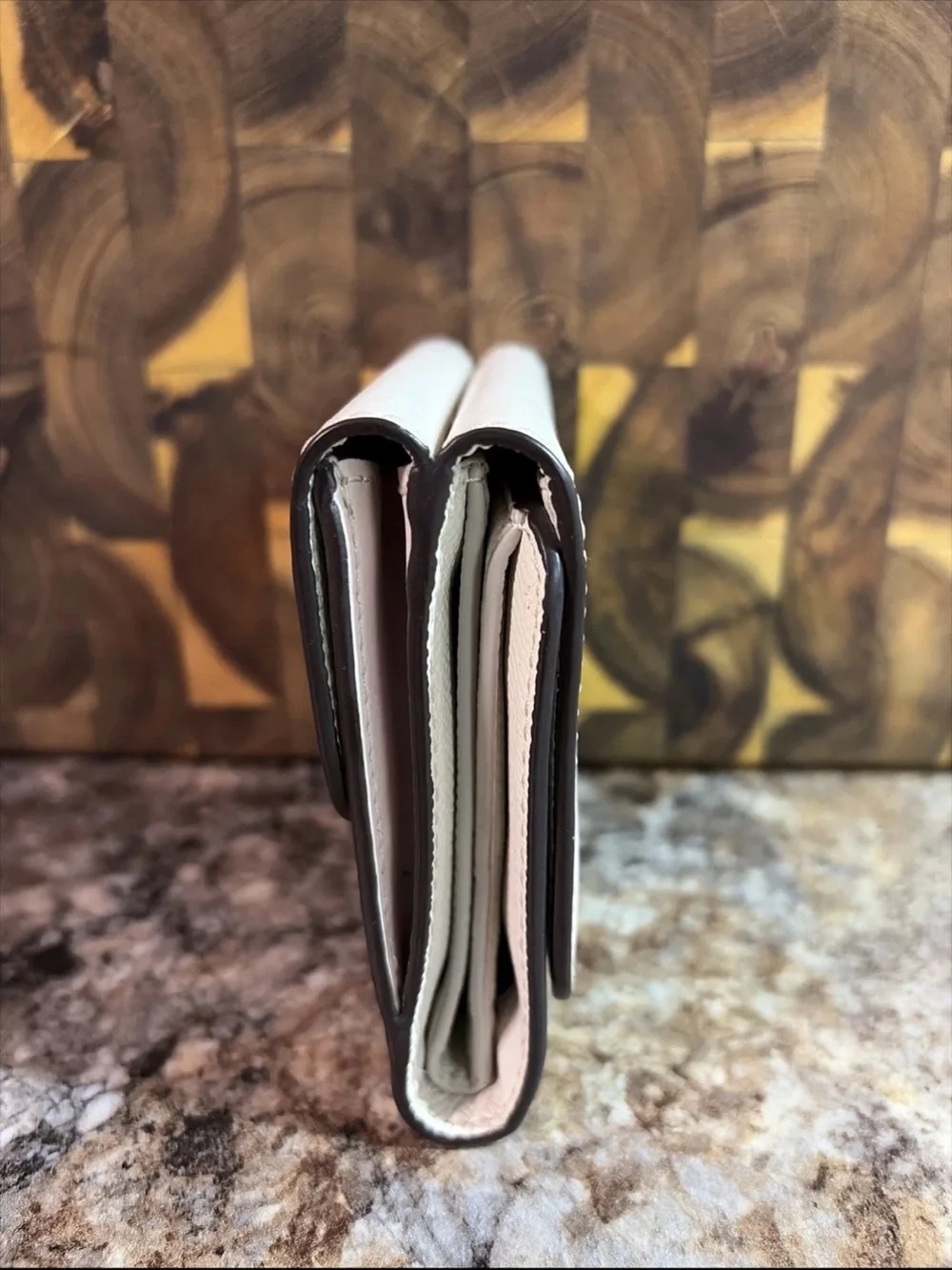 Coach White Leather Compact Fold Wallet - Signature Trim